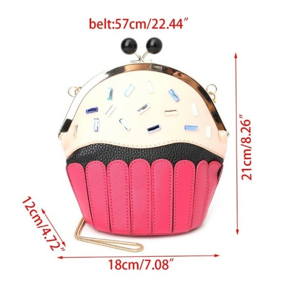 NWT-Fashion Cup Cake Long Chain Strap Cross Body - Picture 5 of 8